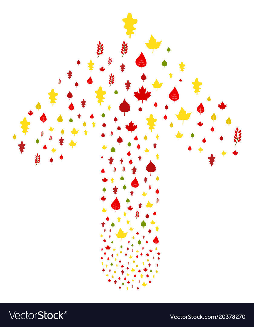 Forward way arrow shape with autumn tree leaves