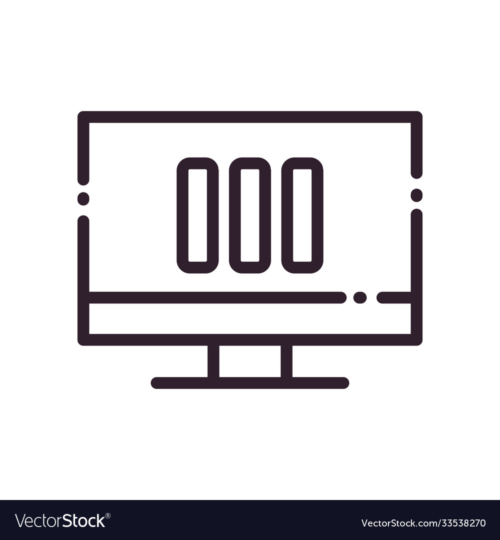 Infographic bars chart on computer line style icon