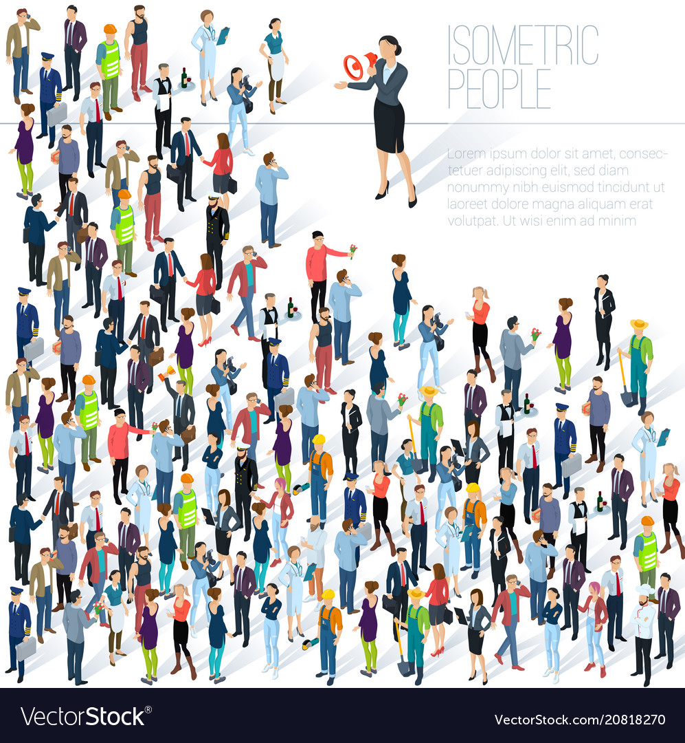 Isometric people crowd Royalty Free Vector Image