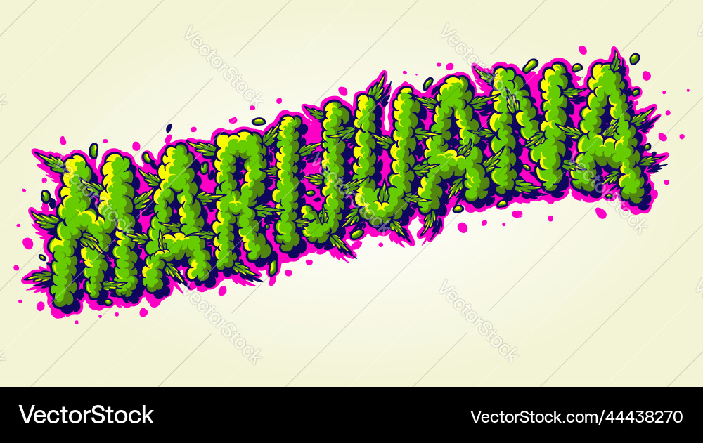 Lettering words marijuana with smoke weed effect Vector Image