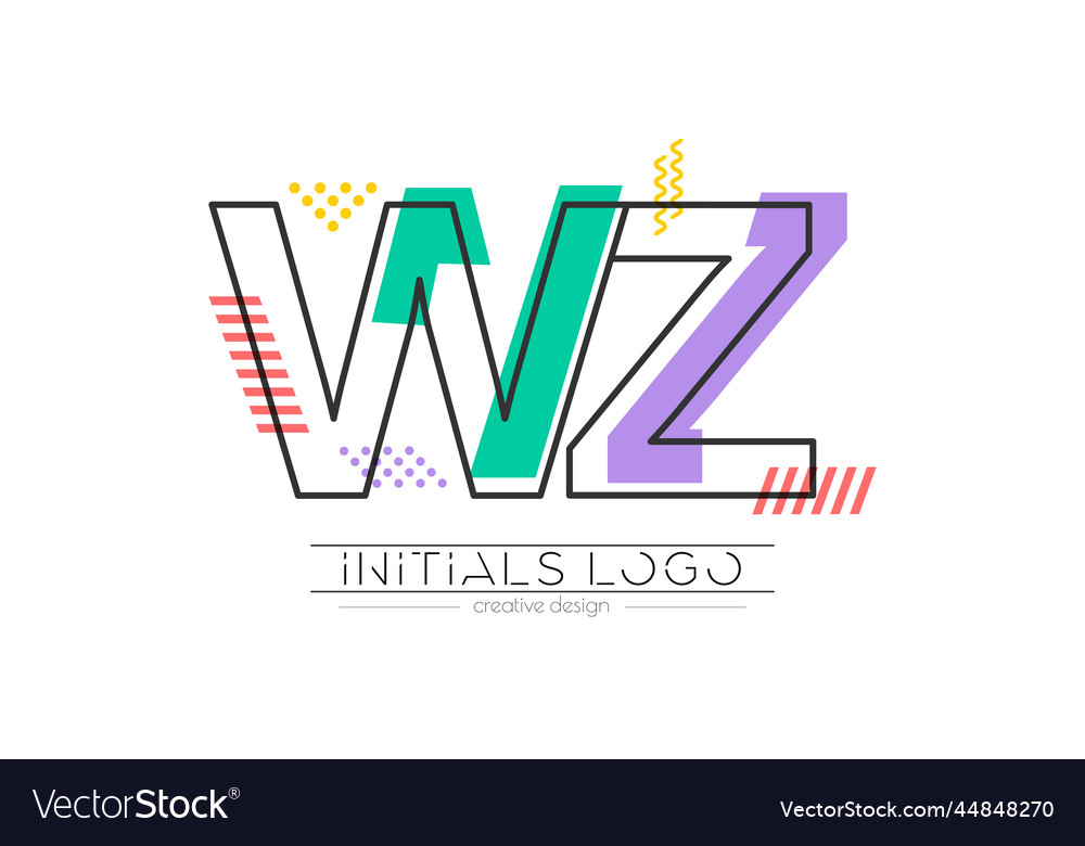 Letters w and z merging of two initials vector image Letters w and z merging of two initials