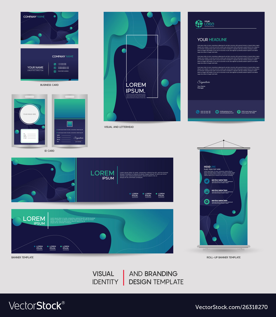 Modern dynamic stationery mock up and visual Vector Image Modern dynamic stationery mock up and visual