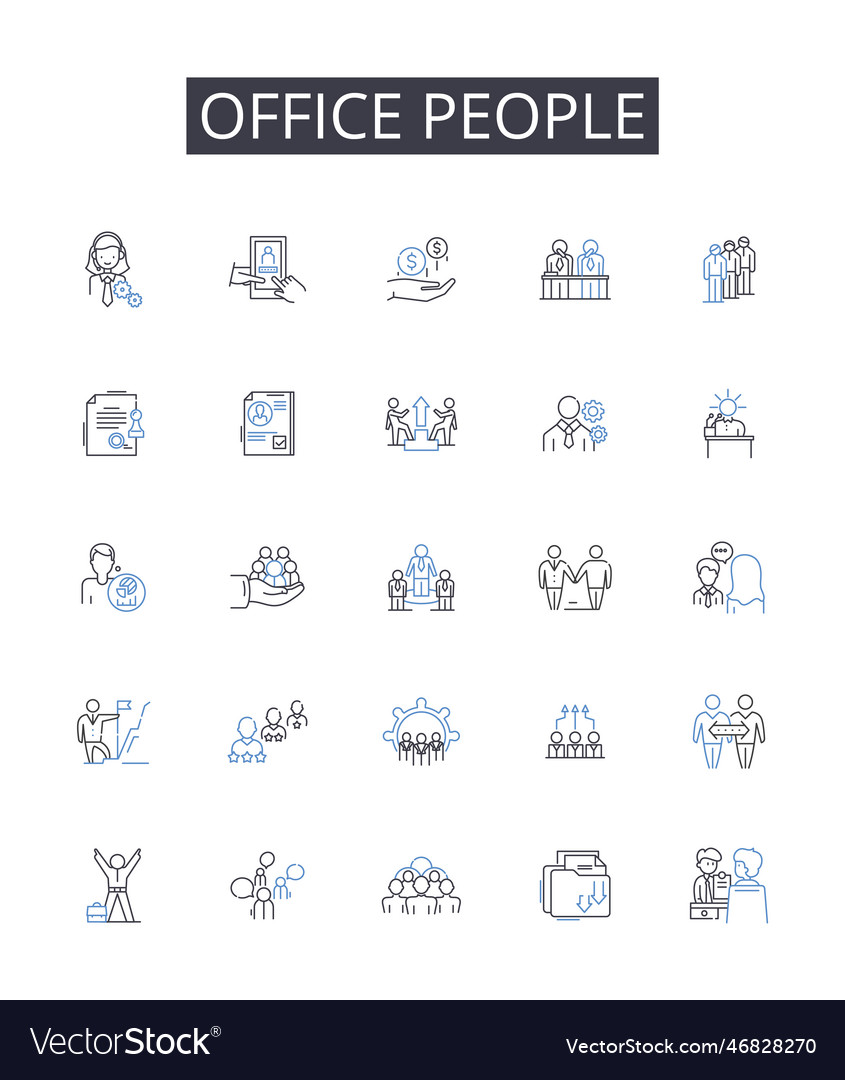 Büro Leute Linie Icons Sammlung weiß Kragen vector image Büro Leute Linie Icons Sammlung weiß Kragen