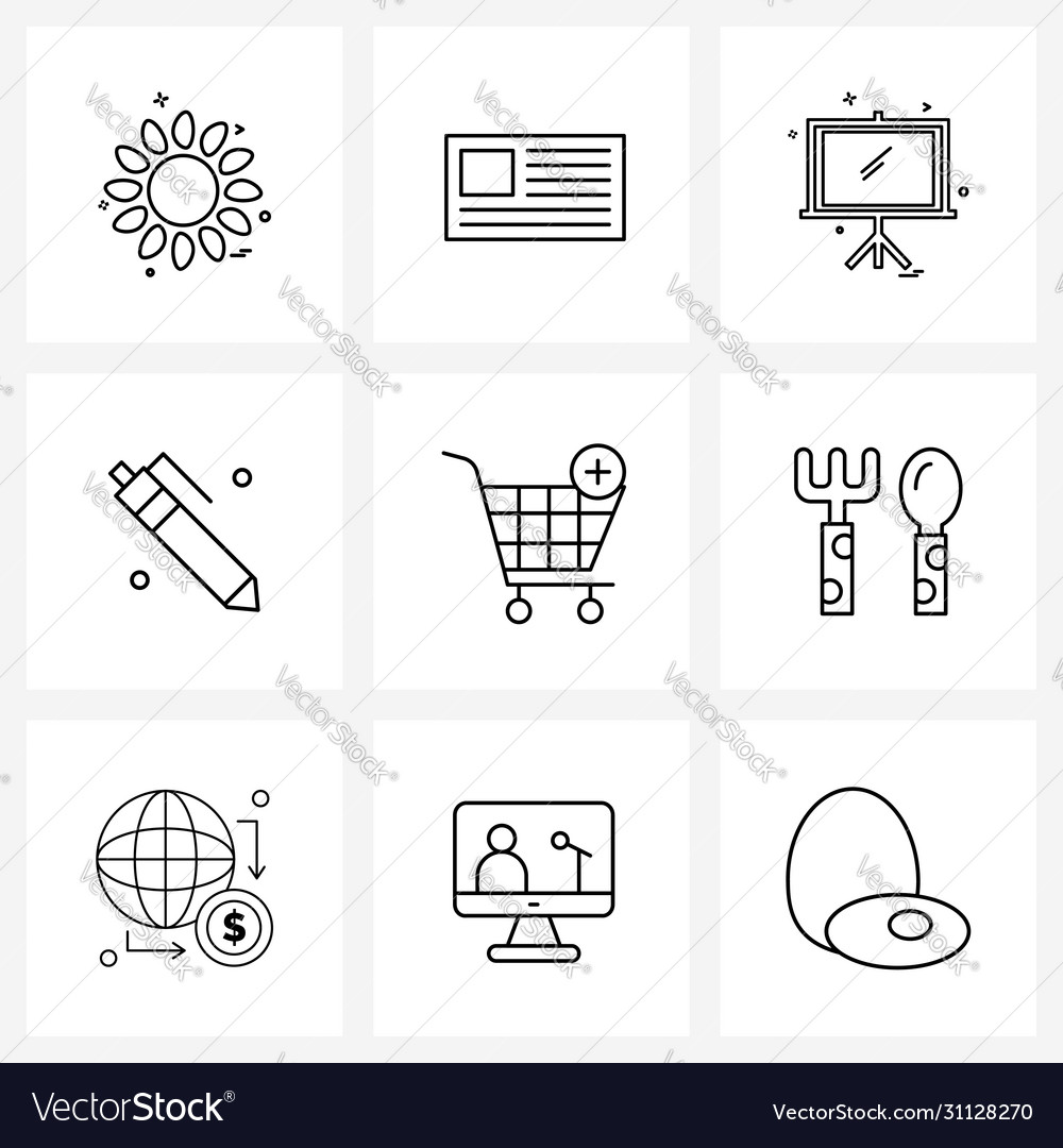 Pixel perfect set 9 line icons such as empty