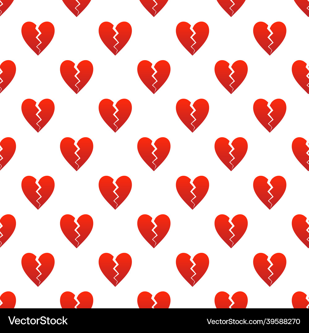 Red broken hearts seamless pattern Royalty Free Vector Image