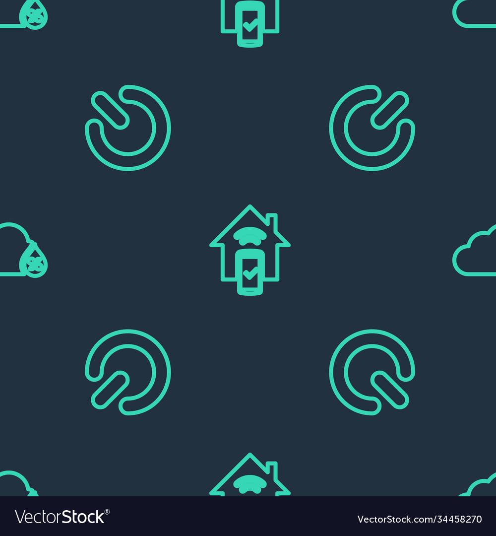Set line smart home remote control system power vector image Set line smart home remote control system power