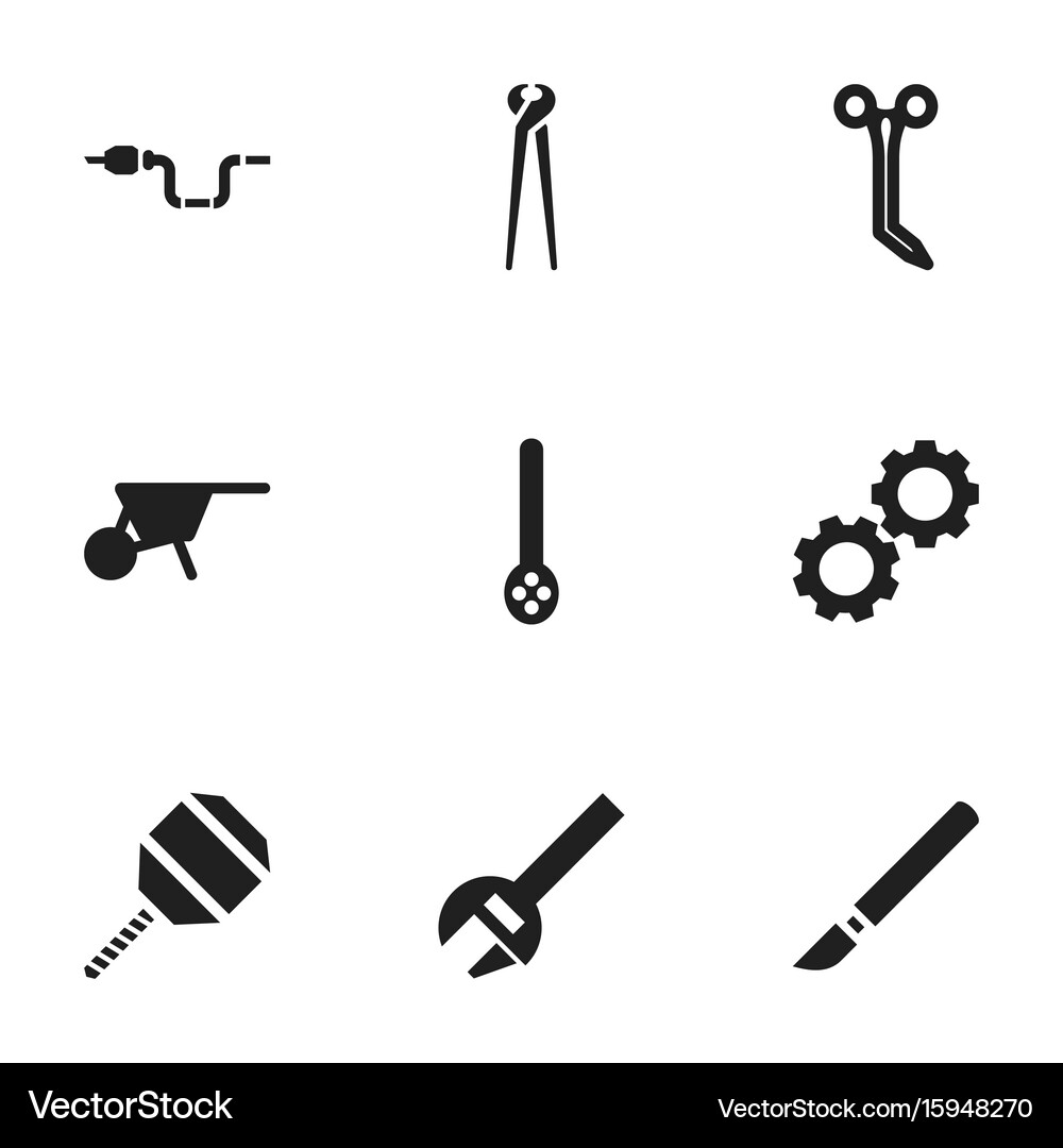 Set of 9 editable equipment icons includes Vector Image