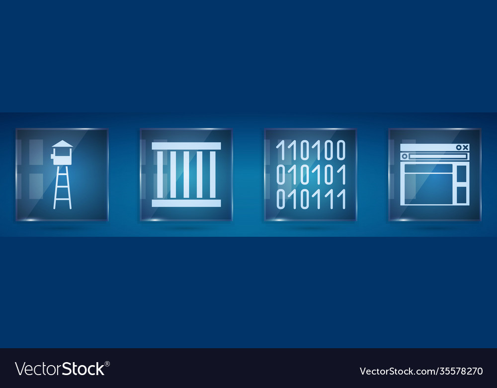 Set watch tower prison window binary code vector image Set watch tower prison window binary code