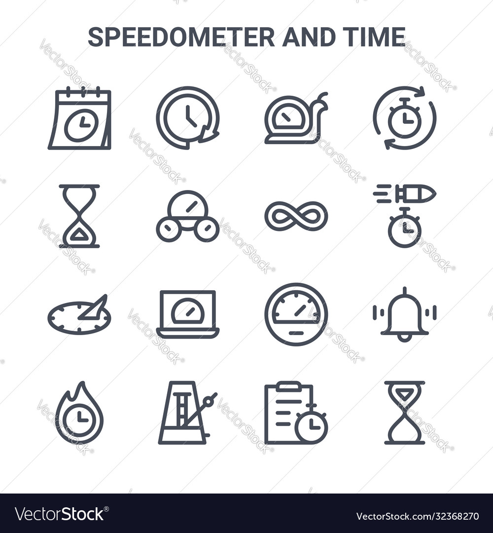 Speedometer & Time Icons - Line Art