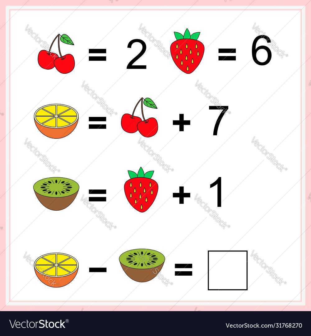 Worksheet mathematical puzzle game learning Vector Image