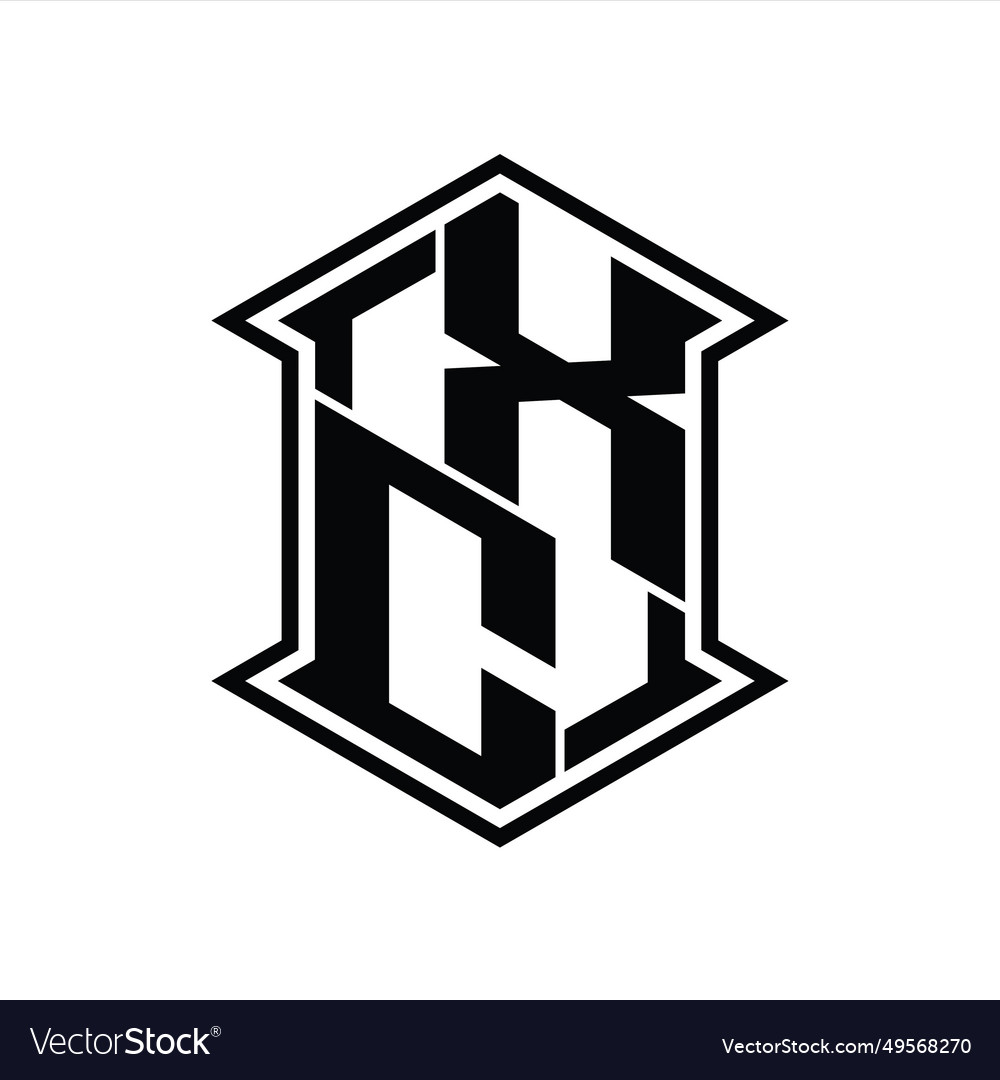 Xc logo monogram hexagon shield shape up and down