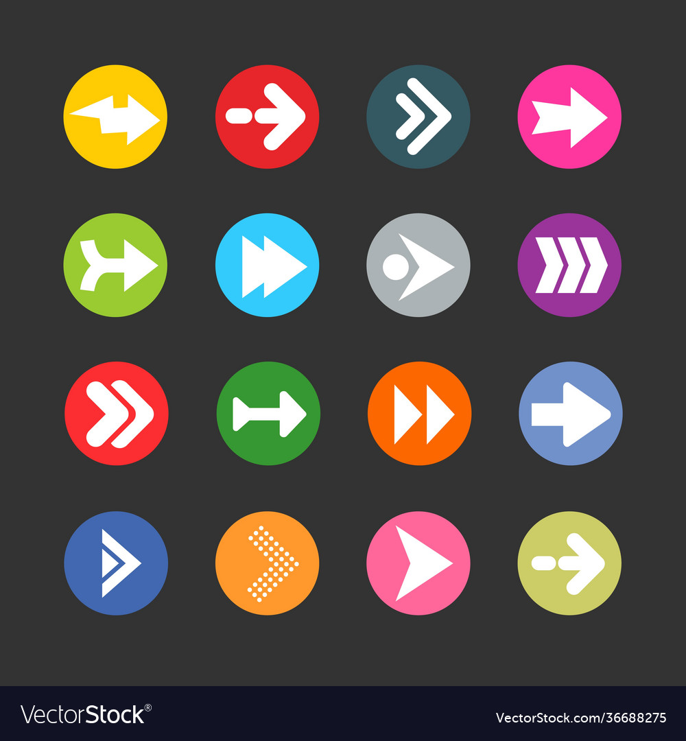 Arrow sign icon set simple circle shape internet vector image Arrow sign icon set simple circle shape internet