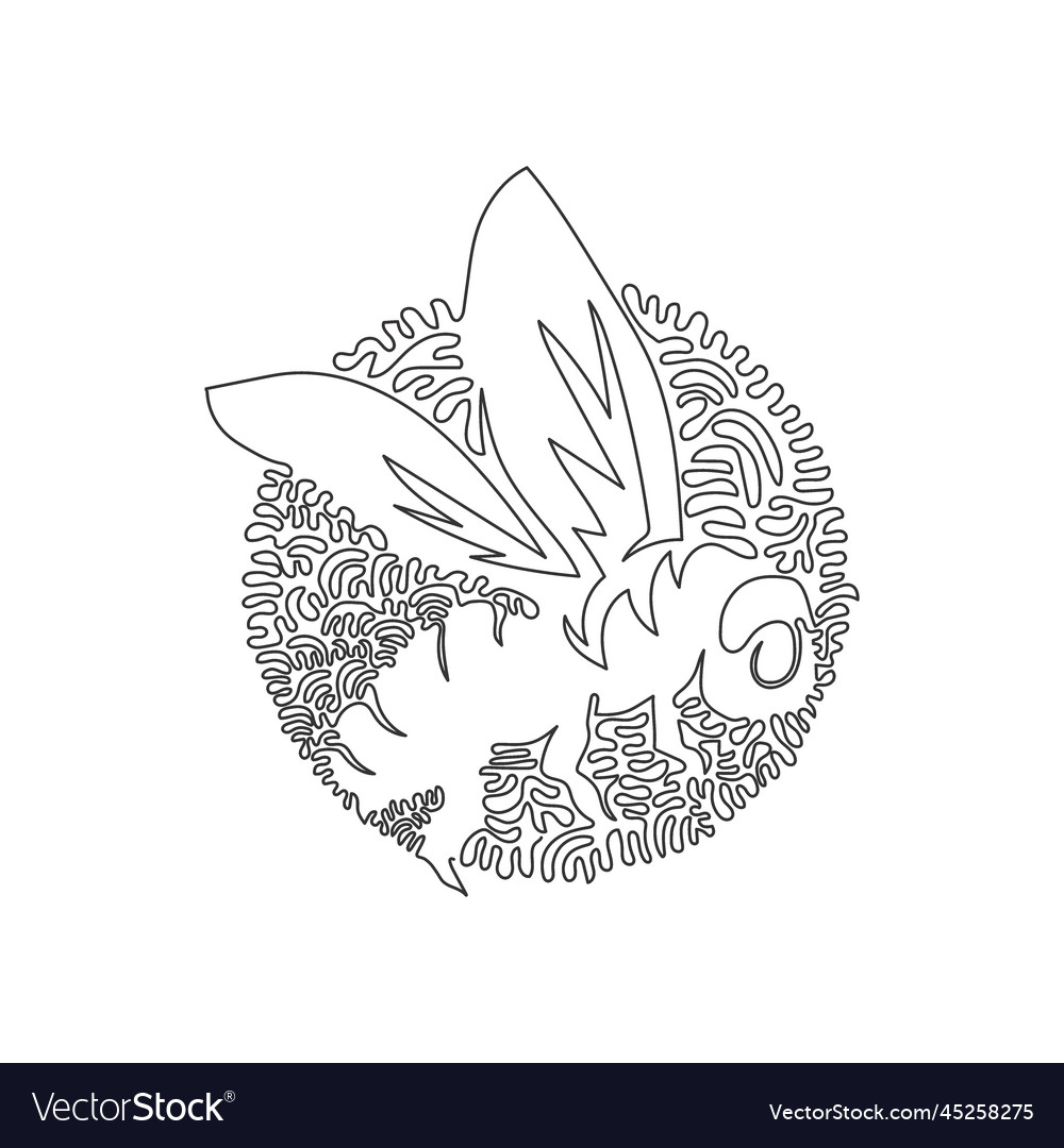 Continuous one curve line drawing of exotic bee vector image Continuous one curve line drawing of exotic bee
