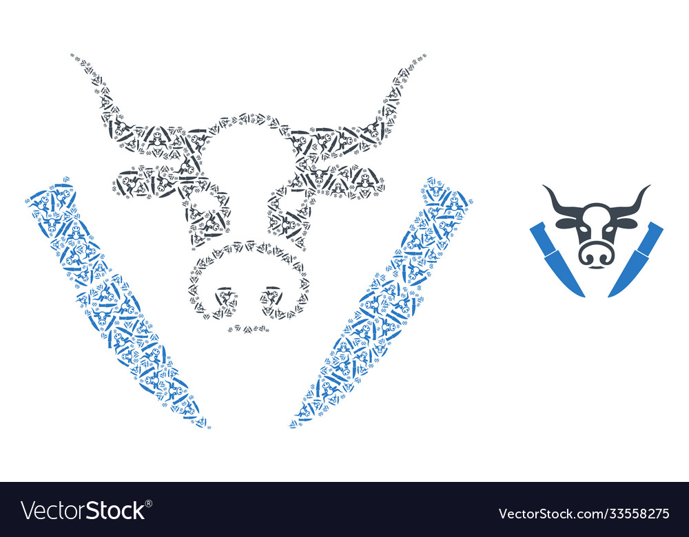 Cow butchery recursive mosaic self items vector image Cow butchery recursive mosaic self items
