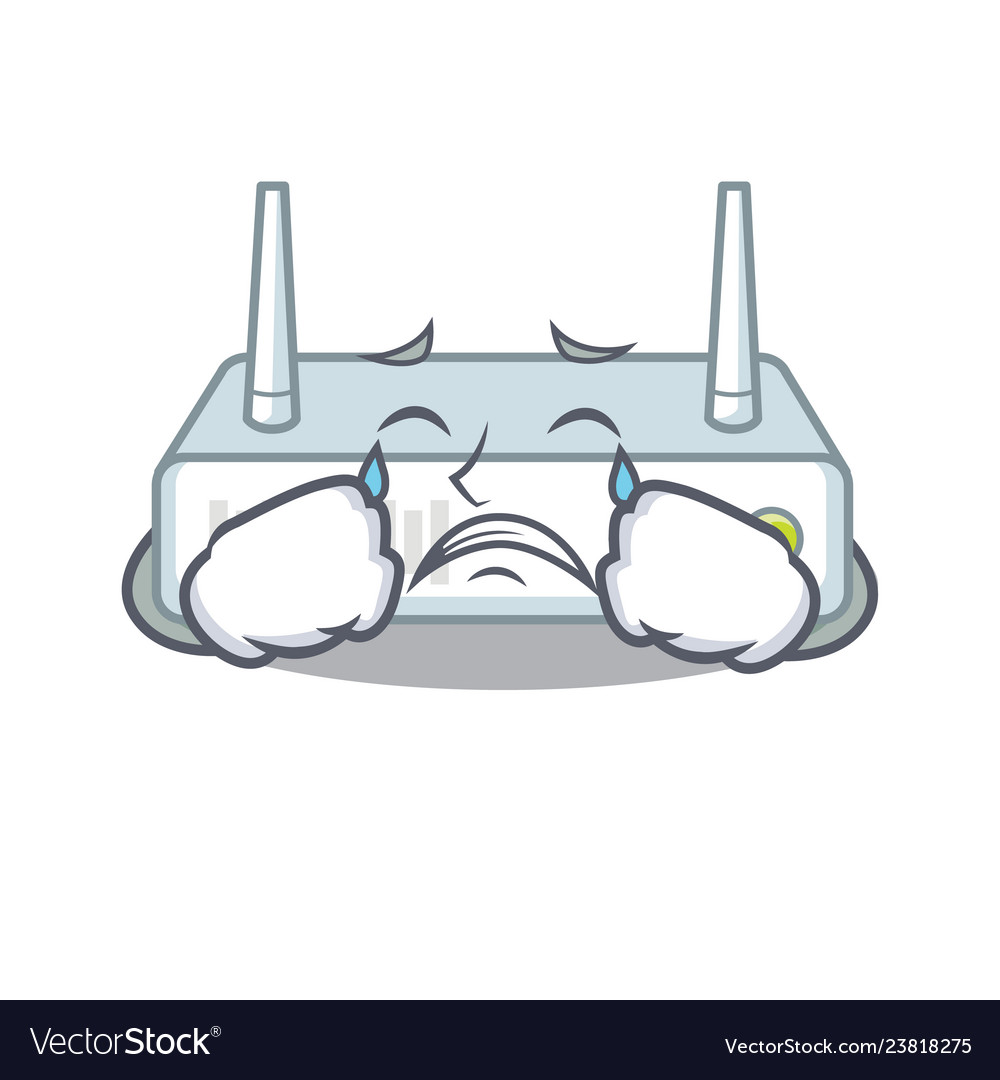 Crying router isolated with in the mascot