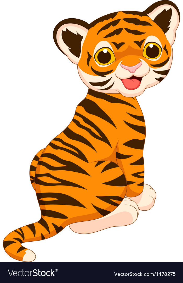 Cute tiger cartoon Royalty Free Vector Image - VectorStock