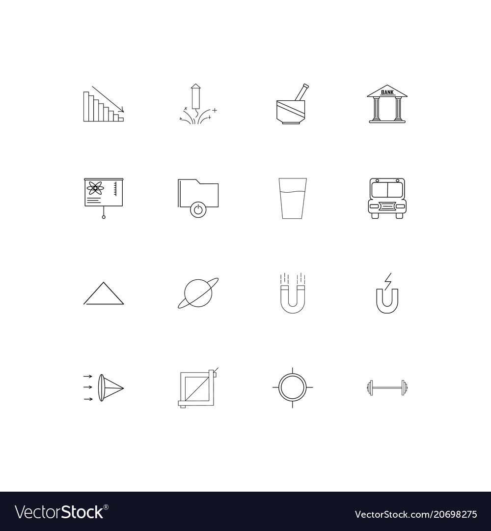 Education and science simple linear icons set