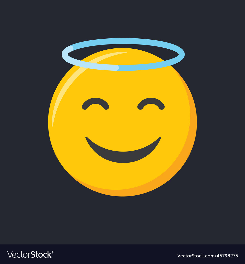 Emoji icon happy and smiling hace angel emoticon