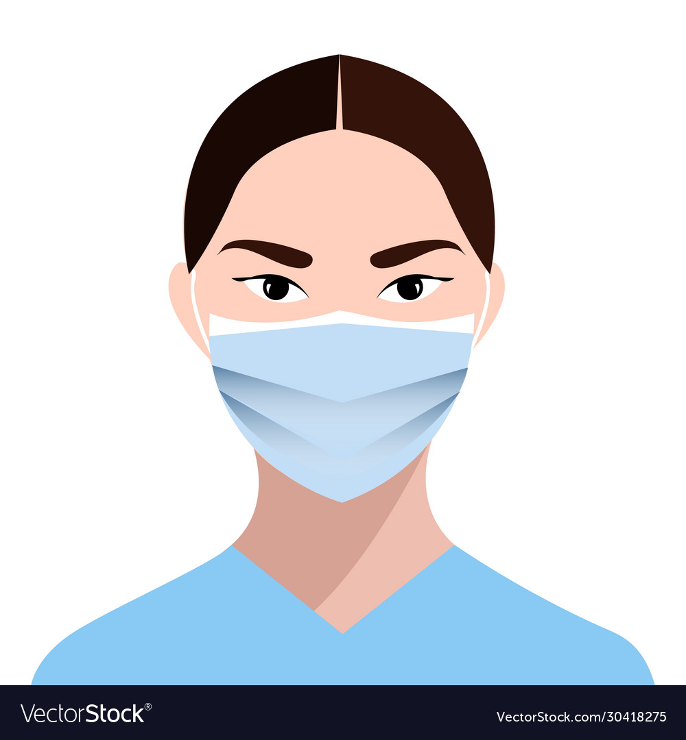 Download Girl in medical face mask Royalty Free Vector Image