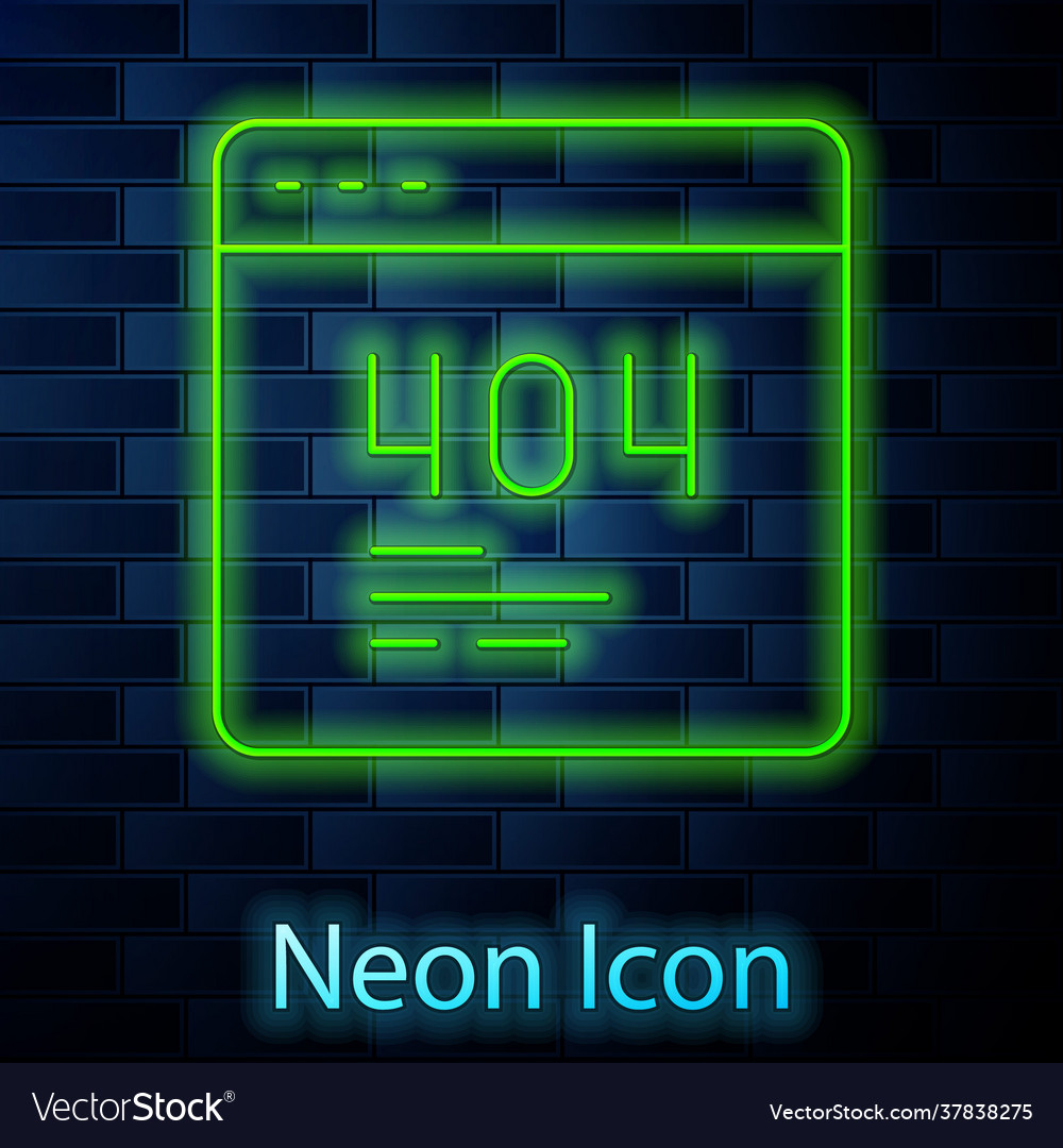 Glowing neon line page with a 404 error icon vector image Glowing neon line page with a 404 error icon
