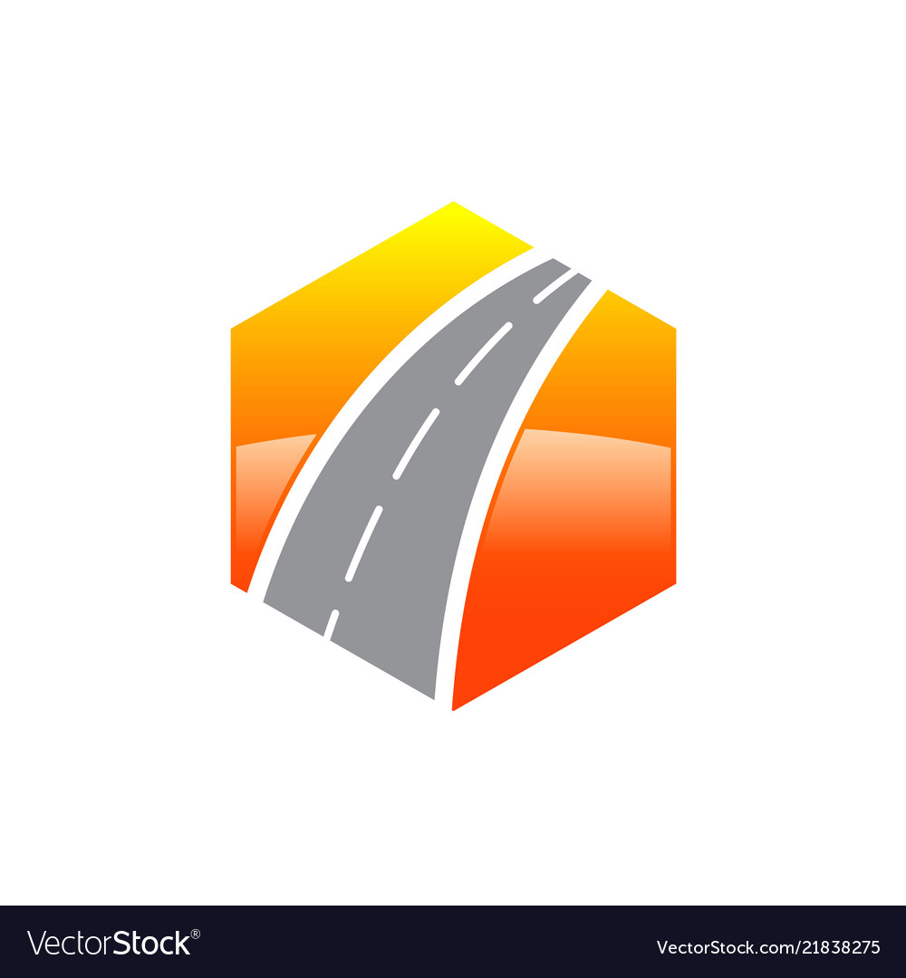 Hexagon road logo design Royalty Free Vector Image