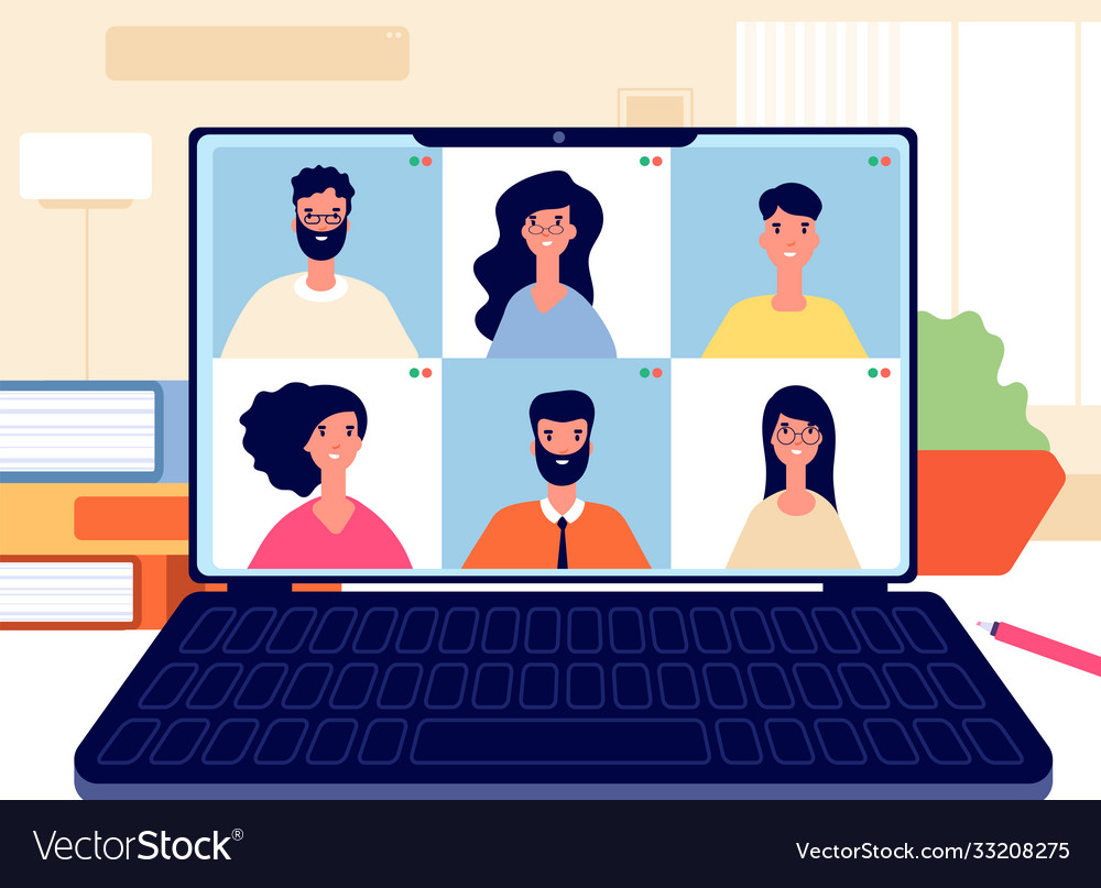 Home video call online work conference virtual Vector Image