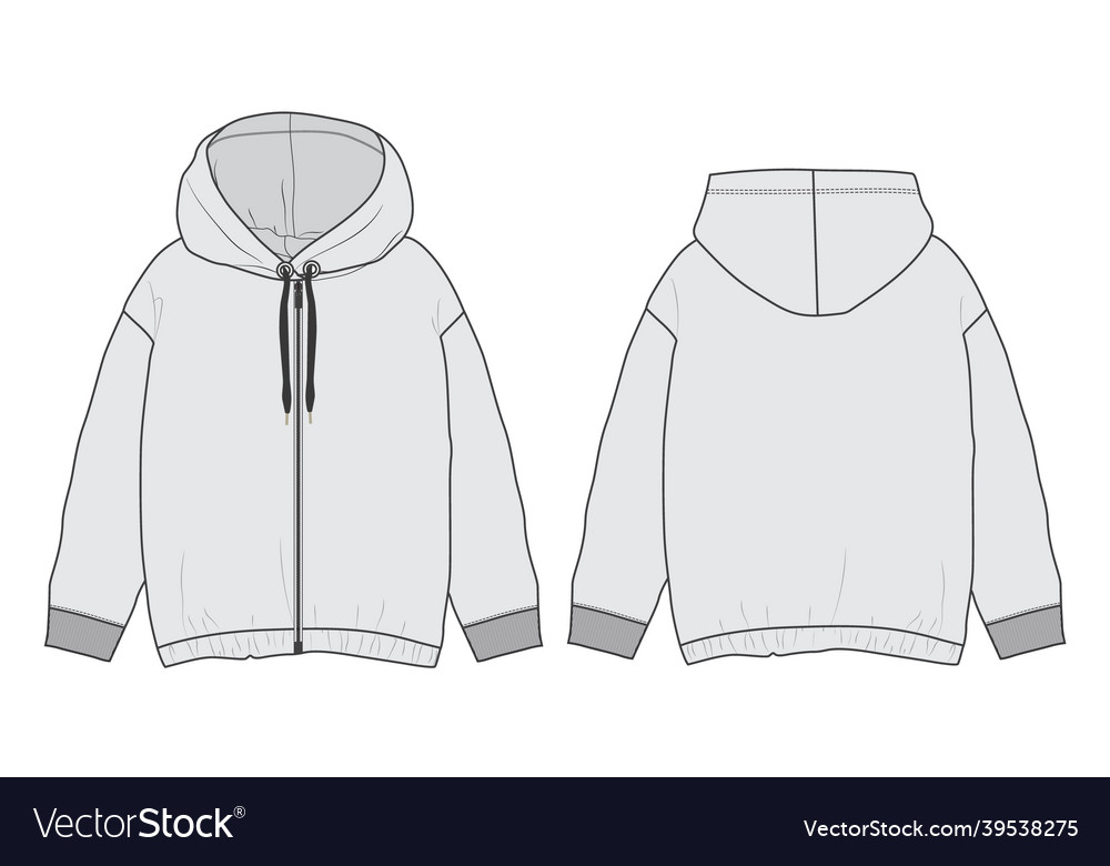 Hoodie sweat jacket fashion flat sketch template