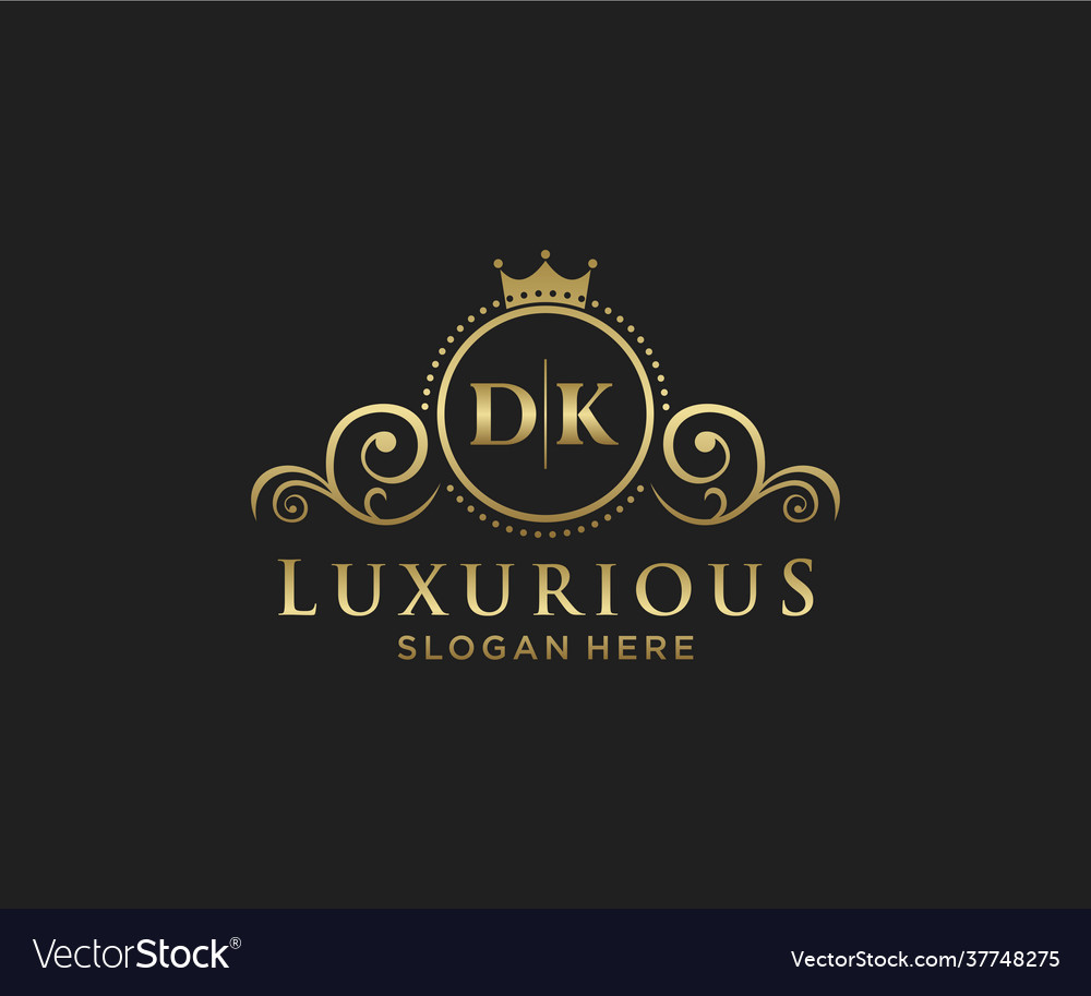 Initial dk letter royal luxury logo template Vector Image