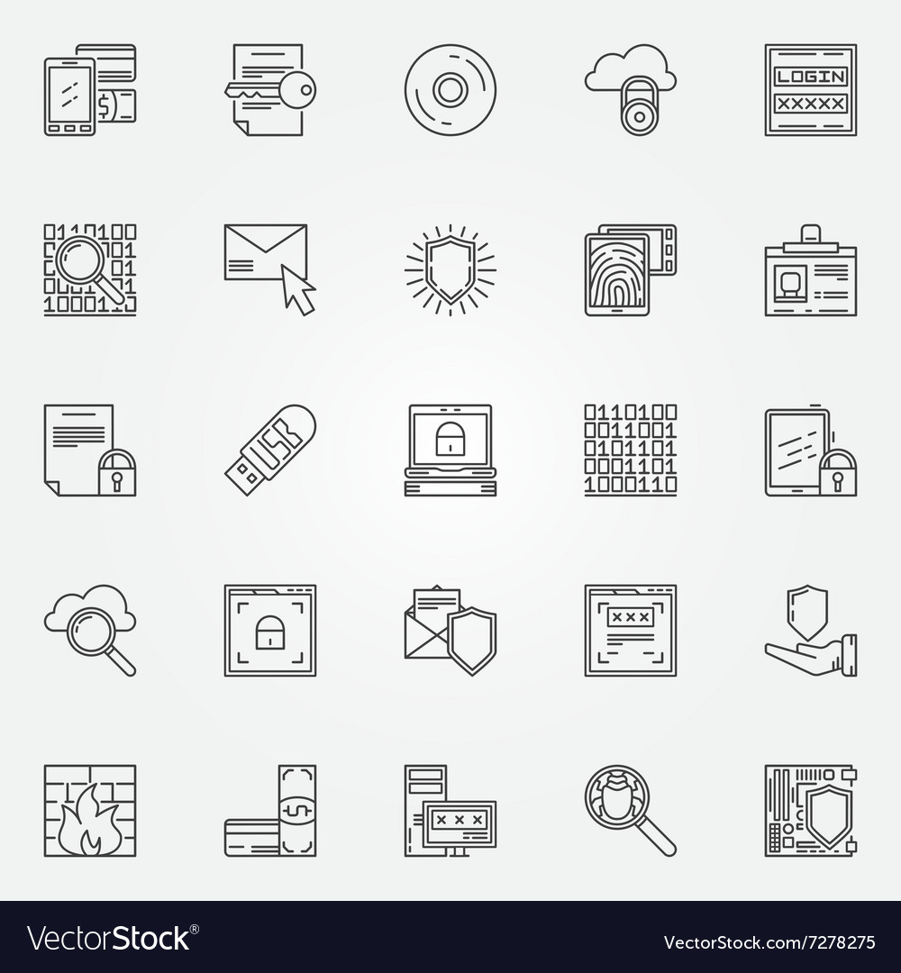 Internet security line icons
