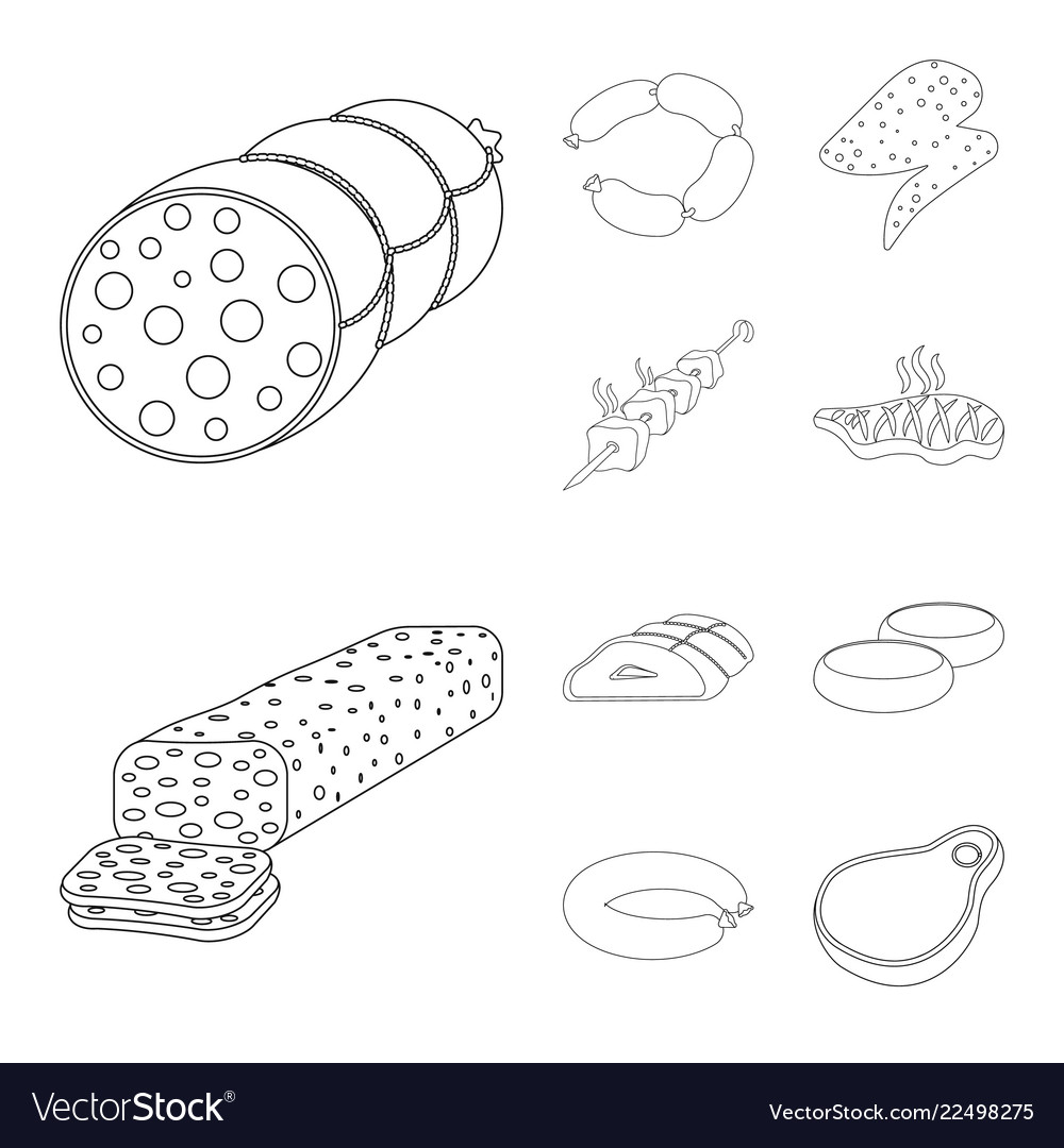 Isolated object of meat and ham icon set