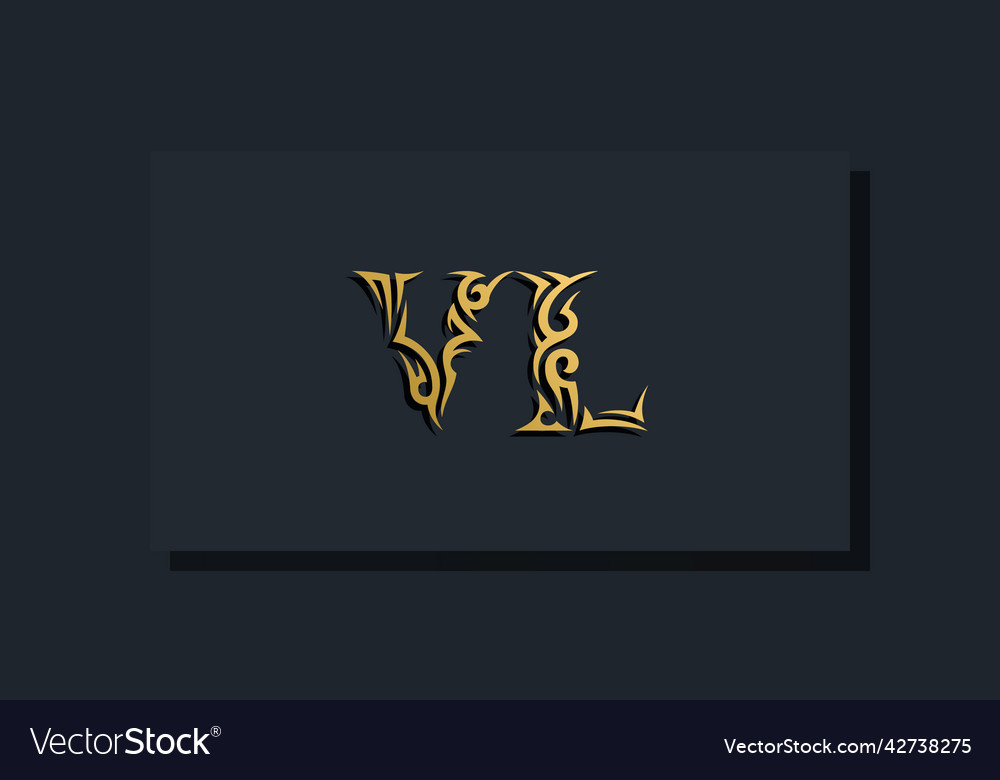 Luxury initial letters vl logo design Royalty Free Vector