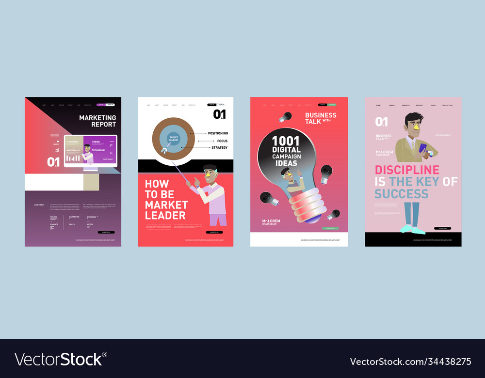 Presentation and website interface layout design Vector Image Presentation and website interface layout design