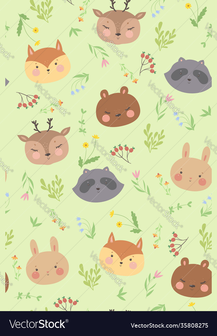 Seamless pattern with forest animals graphics vector image Seamless pattern with forest animals graphics