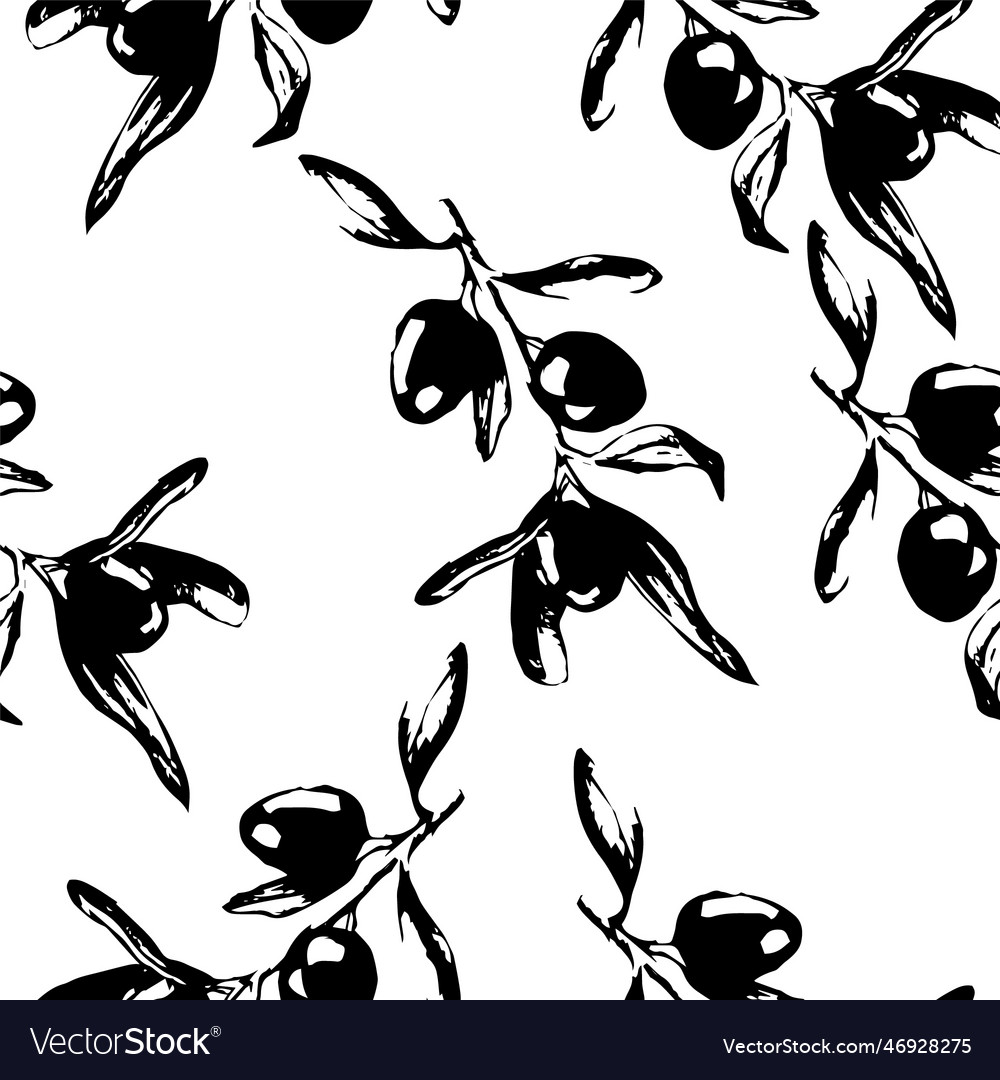 Seamless pattern with olives on a branch Vector Image Seamless pattern with olives on a branch