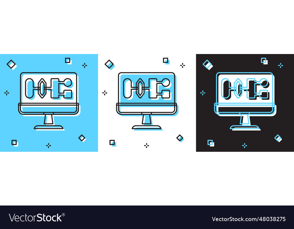 Set algorithm icon isolated on blue and white vector image Set algorithm icon isolated on blue and white