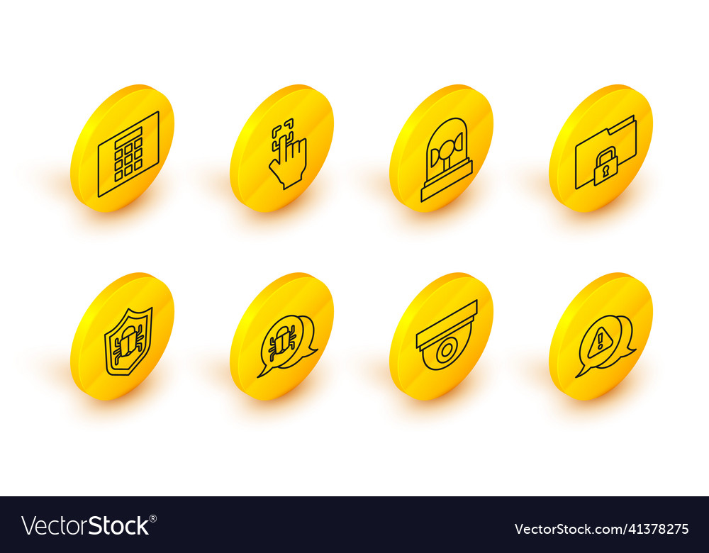 Set line exclamation mark in triangle security vector image Set line exclamation mark in triangle security