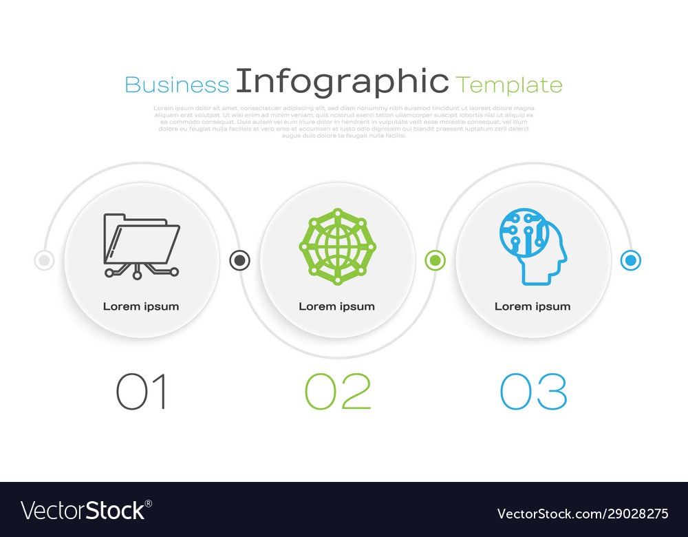 Set line folder and lock global technology vector image Set line folder and lock global technology