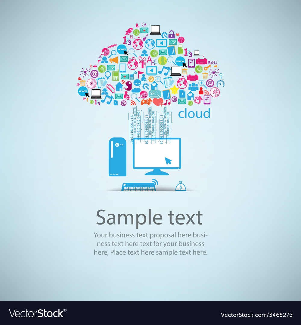 Template design computer idea with social network