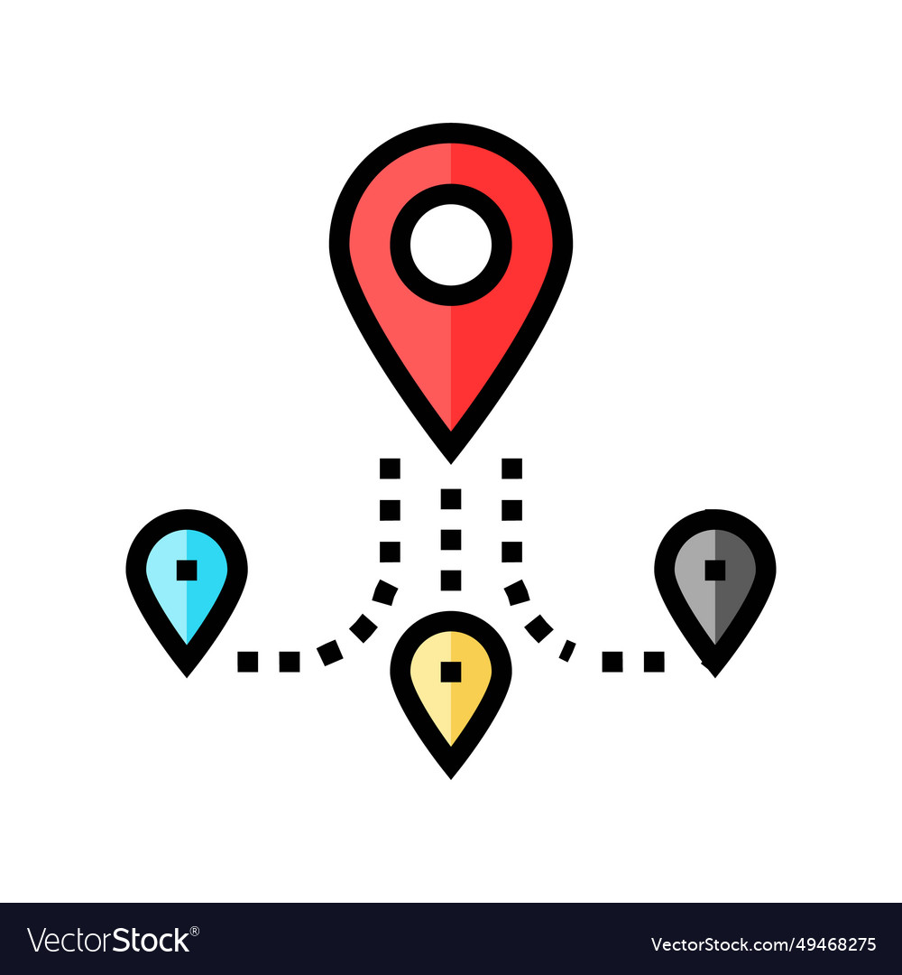 Track airplane pointer place color icon vector image Track airplane pointer place color icon