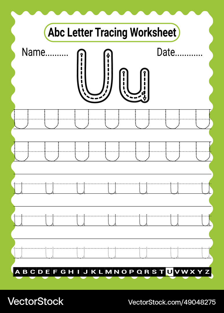 Uppercase and lowercase letter tracing worksheets Vector Image