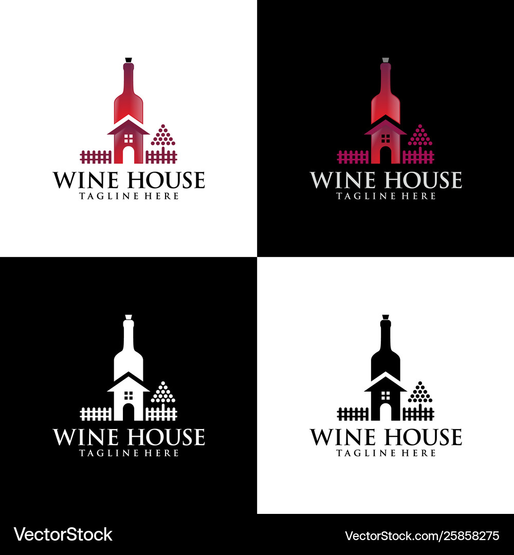 Wine house logo bar house Royalty Free Vector Image