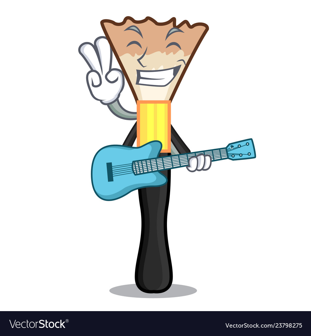 With guitar blusher isolated in the cartoons