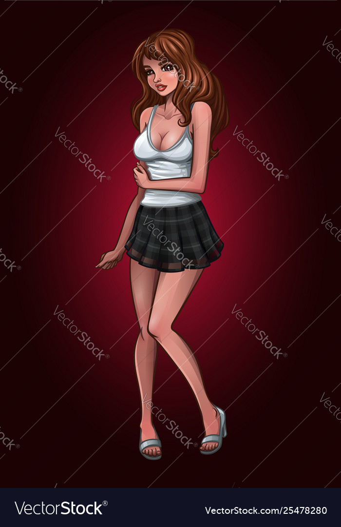 Attractive Young Woman in White T-shirt
