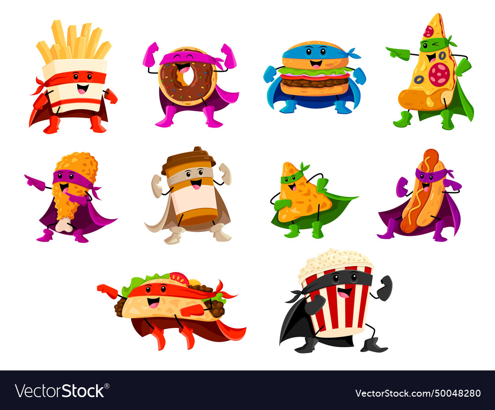 Cartoon fast food superhero characters