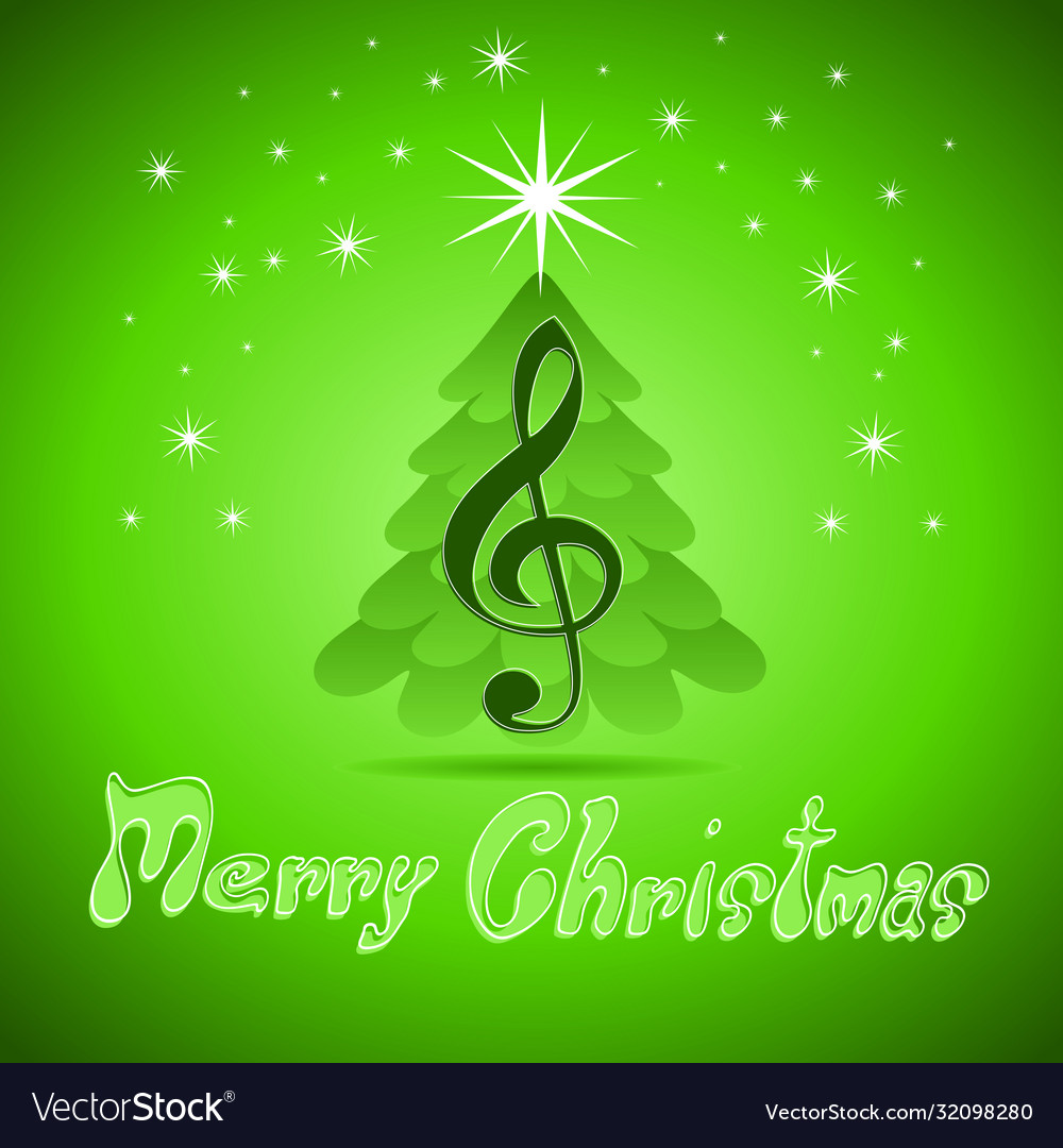 Christmas greeting card with treble clef