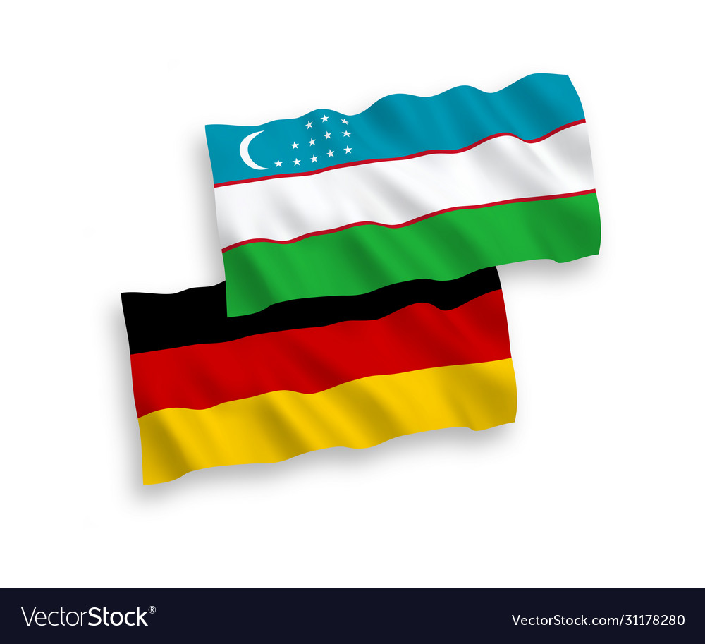 Germany & Uzbekistan Flags - White Background