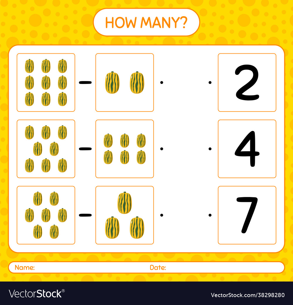 How many counting game with delicata squash vector image How many counting game with delicata squash