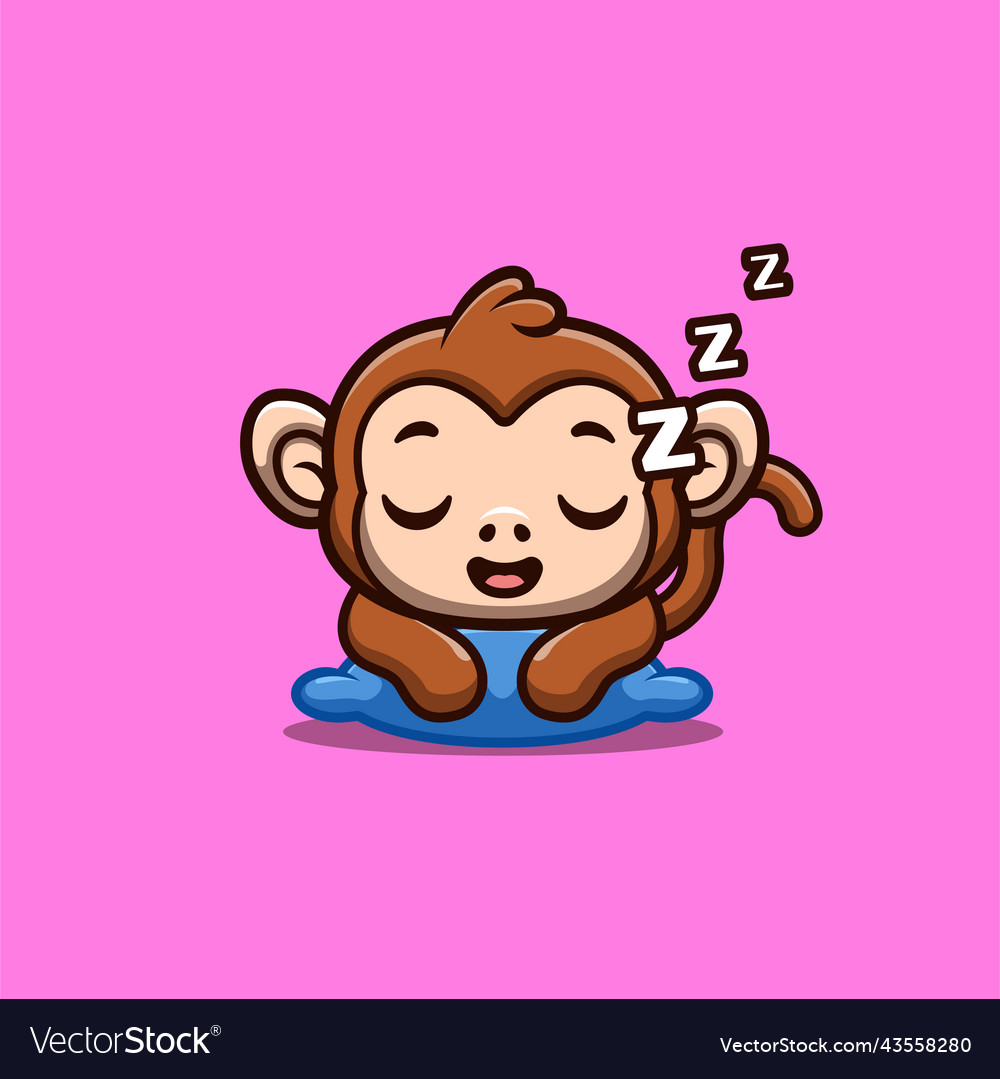 Monkey sleepy cute creative kawaii cartoon mascot Vector Image Monkey sleepy cute creative kawaii cartoon mascot Vector Image