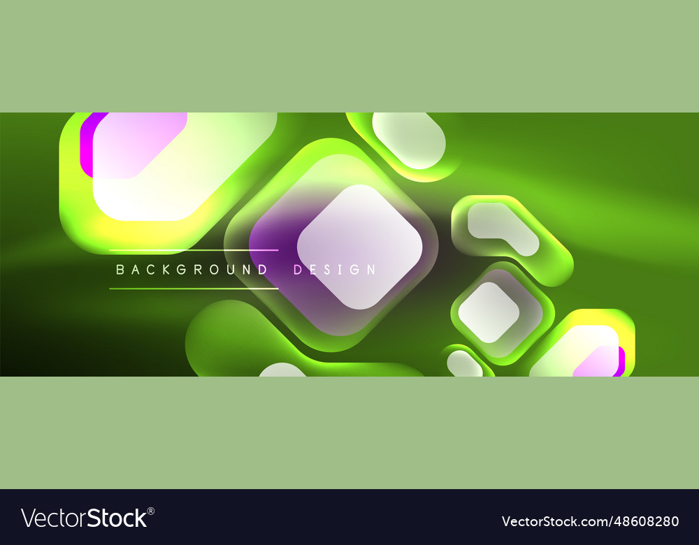 Neon lines squares and round shapes abstract