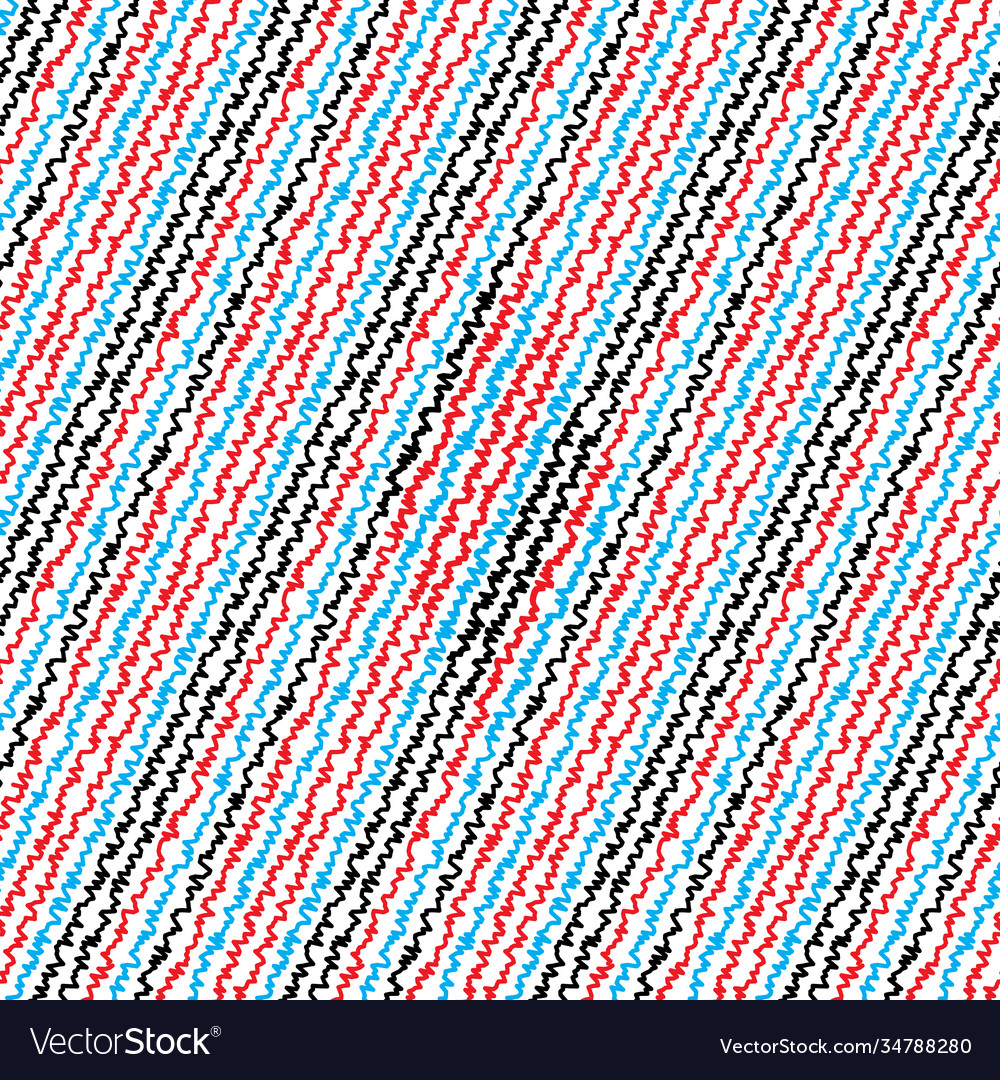 Seamless pattern with oblique colored zigzag lines